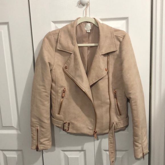 LC LAUREN CONRAD pink/tan suede jacket - Picture 1 of 4